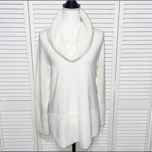 Calvin Klein White Cowlneck Ribbed Sweater
